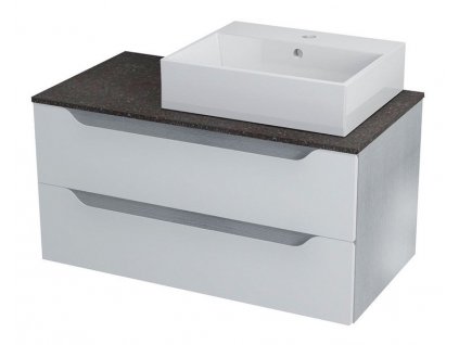 SAPHO WAVE umyvadlová skříňka pro Rockstone desku 90x45x48cm, pravá, bílá/mali wenge WA091KP