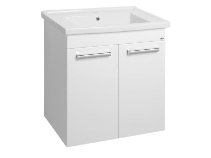 AQUALINE POLY umyvadlová skříňka 66x74,6x46,5cm, 2xdvířka, bílá PL072