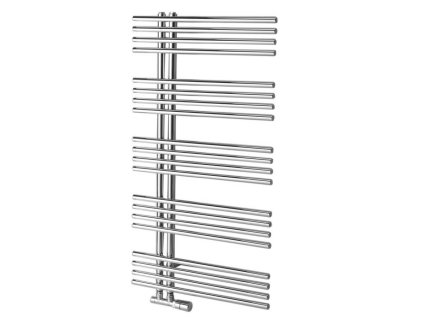 Otopné těleso / radiátor / topný žebřík: SAPHO NYMPHA otopné těleso 600 x 1122 mm, chrom 1805-15 od značky Sapho. Série: Nympha. Šířka: 600 mm. Výška: 1122 mm. Výkon: 354 W. Barva: Chrom. Materiál: Ocel. Možnost vytápění: Kombinované vytápění. Doporučená topná tyč o výkonu: 300 W. Doporučené umístění: Koupelna. Rozměry (šxv): 600 x 1122 mm. Rozteč připojení 50 mm: Nesymetrické (na bok). Rozteč připojení přesně: 50 mm. Styl: Designový. Tvar: Designový, Tvar E. Připojení: Středové připojení.