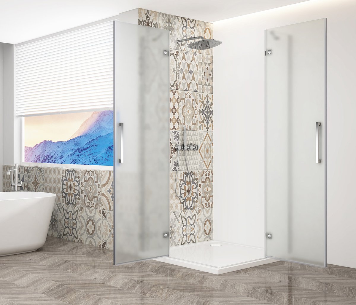 Gelco TRINITY CHROME obdélníkový sprchový kout 1000x900mm, rohový vstup, matné sklo GT2290-10M-CH, další pohled
