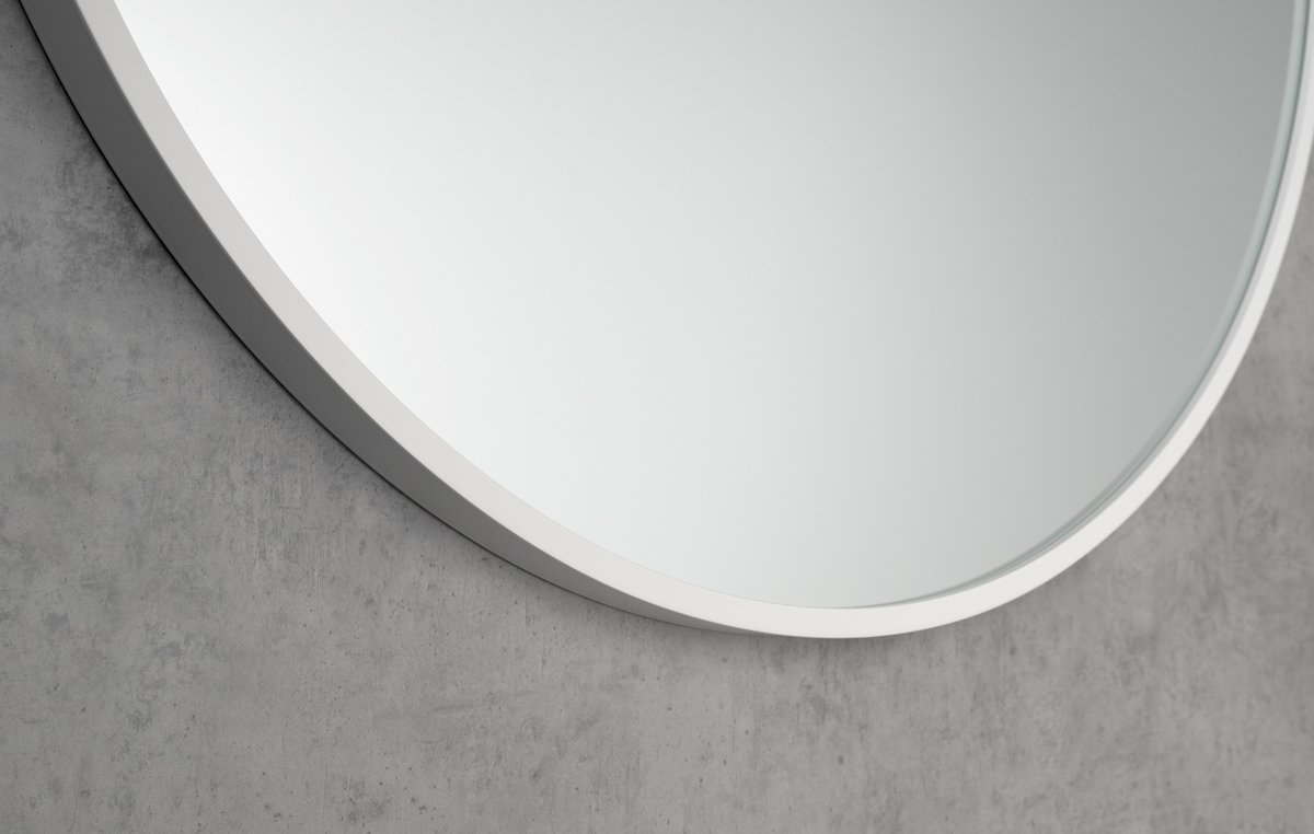 Sapho NOTION SLIM kulaté zrcadlo v rámu ø 60cm, bílá mat, detail rámu