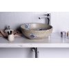 SAPHO PRIORI keramické umyvadlo, průměr 42cm, 15cm, kámen s modrým vzorem