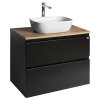 Aqualine ALTAIR skříňka s deskou 78,5 cm, černá mat/dub emporio AI680-01