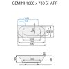 santech gemini sharp 168x73 cm technicky nakres