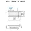 santech kube sharp 168x73 cm technicky nakres