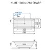 santech kube sharp 178x78 cm technicky nakres