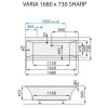 santech varia sharp 168x73 cm technicky nakres