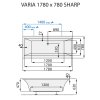 santech varia sharp 178x78 cm technicky nakres