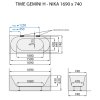 santech time gemini h nika 169x74 cm technicky nakres