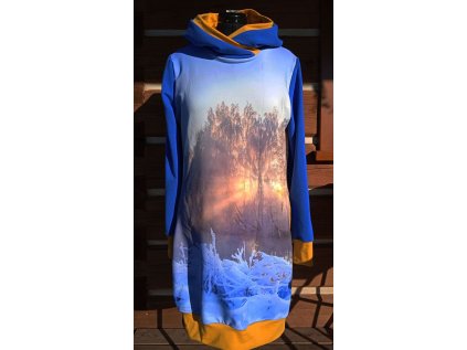 10160 1 10160 1 teplakovina nepocesana zimni vzor stromy panel delky 1m i09