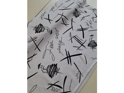 Teplákovina French Terry, rotační tisk, 250g, barva bílá, FT51024, INV26