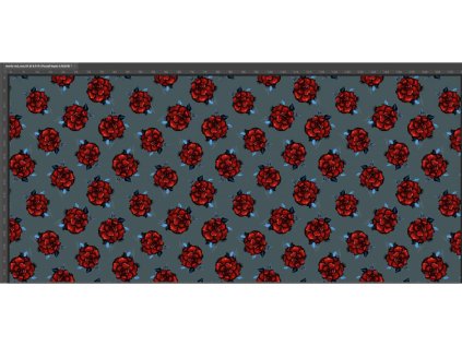 Bavlněný úplet š. 180 cm, Mrtvá nevěsta, Rudé růže, odhad INV