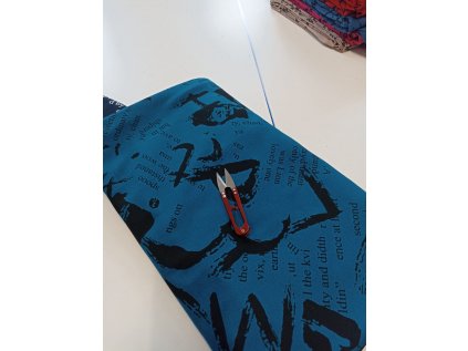 28976 teplakovina tamara rotacni tisk cerny vzor modro petrolejovy podklad ft40311 i0909