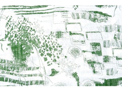 printed cotton linnenlook sketch green
