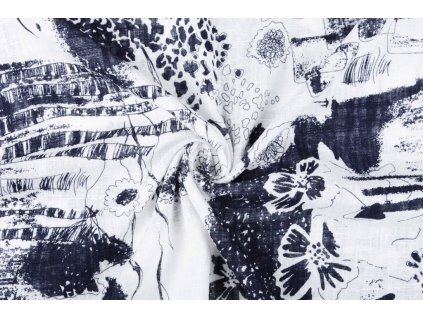 printed cotton linnenlook sketch marine