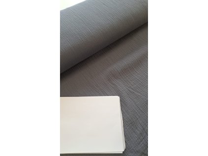 VZV324, tmavě šedá, mušelín dvojitá gazovina, 135 cm šíře, +- 130g, délka 10,3m, OK02