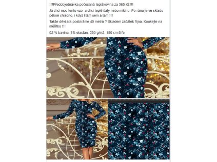 Teplákovina počesaná, š. 180 cm, barevný vzor