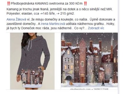Svetrovina KAMANG, domečky, šedý podkladí, rub bílý, panel