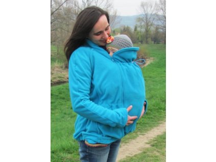 Fleecová mikina na nosenie detí Adelay bez tehotenskej vsadky (Varianta Tyrkysová)