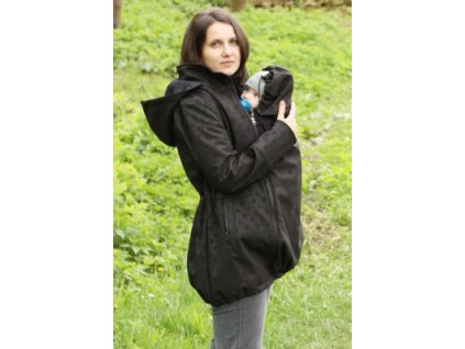 Softshellový kabát na nosenie detí Adelay (Varianta Čierny s ornamentom)