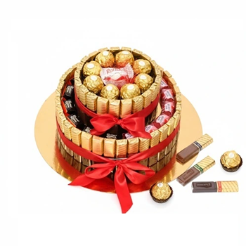 Dekorácia z čokolád Merci a Ferrero praliniek – sladký darček