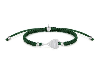 Silver Padel Dark Green Braided Bracelet