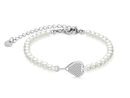 Pearl Silver Padel Chain Bracelet
