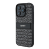 DKNY PU Leather Repeat Pattern Tonal Stripe Zadní Kryt pro iPhone 16 Pro Black