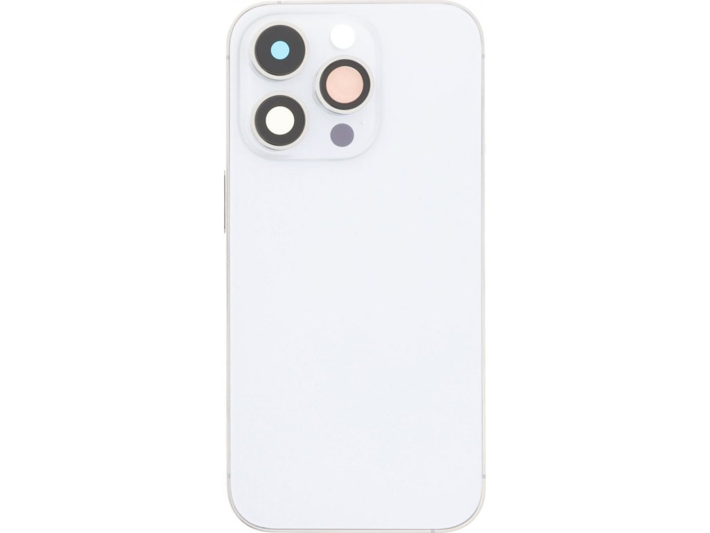 Středový rám + Kryt baterie + Sklíčko zadní kamery s rámem + postranní tlačítka + protiprachová mřížka reproduktoru + SIM slot s magnetem + Nástroj na vyndání SIM karty pro iPhone 14 Pro HQ - Stříbrný