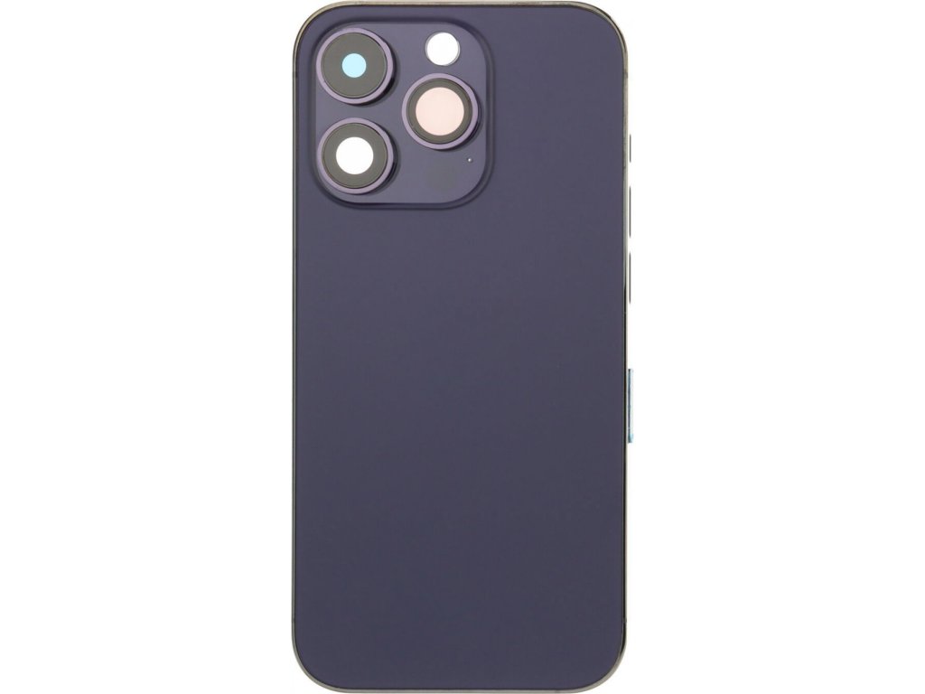 Středový rám + Kryt baterie + Sklíčko zadní kamery s rámem + postranní tlačítka + protiprachová mřížka reproduktoru + SIM slot s magnetem + Nástroj na vyndání SIM karty pro iPhone 14 Pro OEM - Fialový