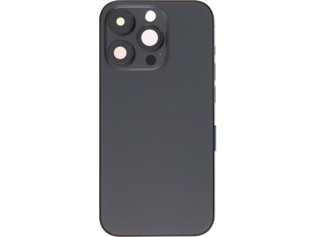 Středový rám + Kryt baterie + Sklíčko zadní kamery s rámem + postranní tlačítka + protiprachová mřížka reproduktoru + SIM slot s magnetem + Nástroj na vyndání SIM karty pro iPhone 14 Pro OEM - Černý