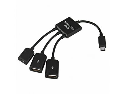 Adaptér 3 v 1 Micro USB na duální USB/Micro USB OTG kabel Black