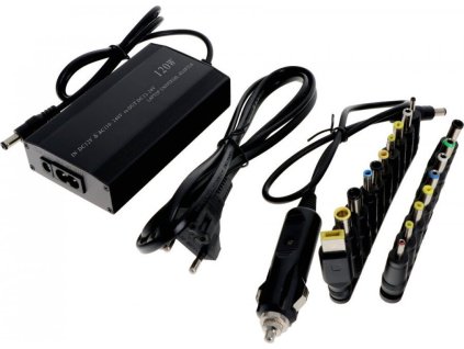 Nastavitelná univerzální nabíječka do auta 12-24 V 120 W pro notebooky s 18 porty USB a adaptérem EU