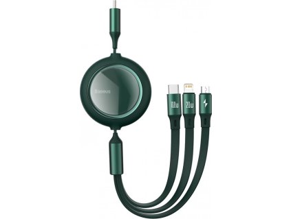 Datový kabel Typ C, Micro USB, Lightning  1,2M Baseus Green