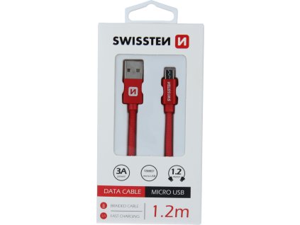 Datový kabel swissten textile usb / micro usb 1,2 m červený