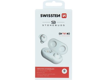 Bluetooth tws sluchátka swissten stonebuds bílá