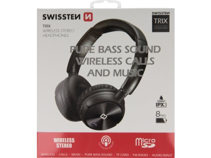 Bluetooth stereo sluchátka swissten trix černá