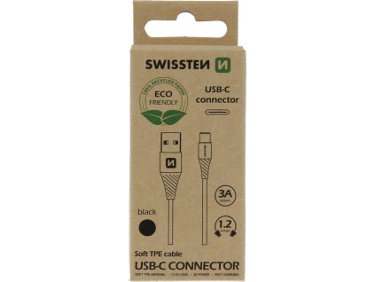 Datový kabel swissten usb/usb-c černý 1,2m  (eco balení)