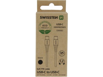 Datový kabel swissten usb-c/usb-c černý 1,2m  (eco balení)