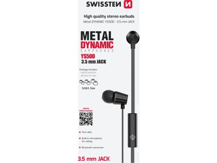 Sluchátka swissten earbuds dynamic ys500 černá
