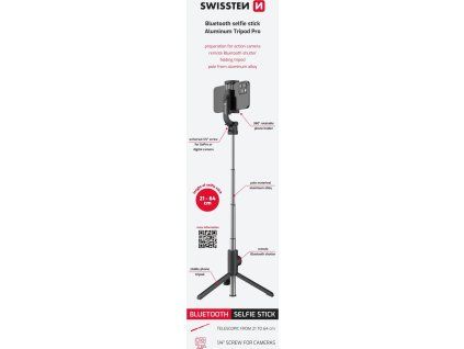 Swissten bluetooth selfie stick aluminum tripod pro