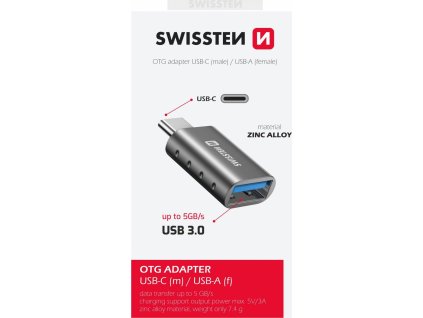 Swissten otg adapter usb-c(m)/usb-a(f)