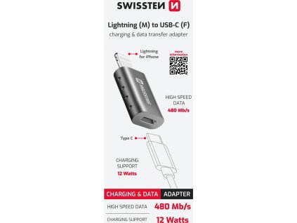 Swissten adapter lightning(m)/usb-c(f)