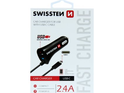 Swissten cl autonabíječka usb-c a usb 2,4a power