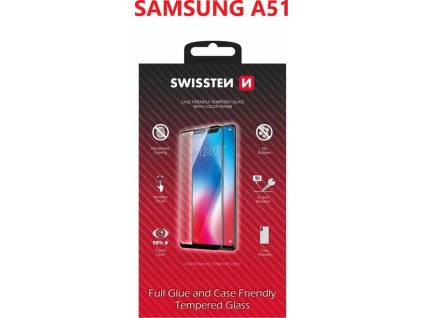 Sklo swissten full glue, color frame, case friendly pro samsung a515 galaxy a51 černé