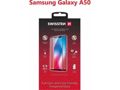 Sklo swissten full glue, color frame, case friendly pro samsung a505 galaxy a50 černé