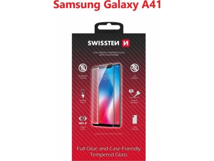 Sklo swissten full glue, color frame, case friendly pro samsung a415 galaxy a41 černé