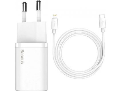 Baseus TZCCSUP-B02 Super Si Quick Nabíječka USB-C 20W + Simple Wisdom Data Kabel USB-C to iP 1m White