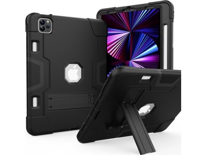 Dual Color Robot with Pencil Holder B Version Case for iPad Pro 11 2018(1st)/Pro 11 2020(2nd)/Air 2020/Air 4/Pro 11 2021(3rd)/Air 2022/Air 5/Pro 11 2022(4th) Black+Black
