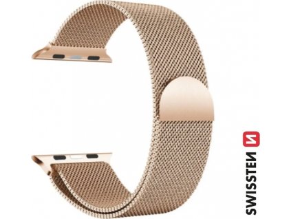 Swissten řemínek pro apple watch milánský tah 42 / 44 / 45 / 49 mm zlatý